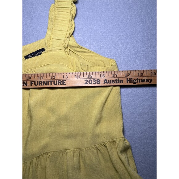 Shinestar Tiered Sundress Size Large Sleeveless Yellow Flowy Wide Straps - Picture 7 of 9